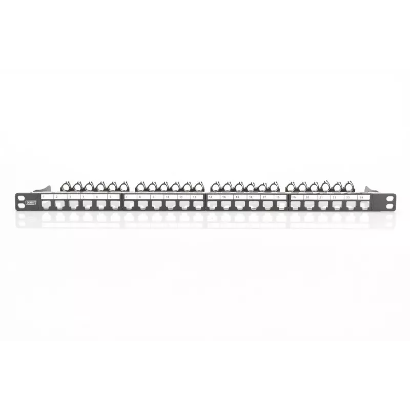 DIGITUS DN-91422 ekranuotas 24 prievadų pataisos skydelis, 0.5U, juodas RAL 9005