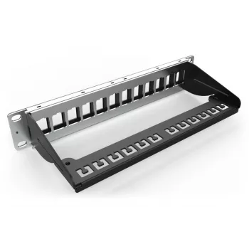DIGITUS Modular Patch Panel, ekranuotas 12 prievadų, tuščias, 1U, 254mm (10 col.) stovas, spalva juoda RAL 9005