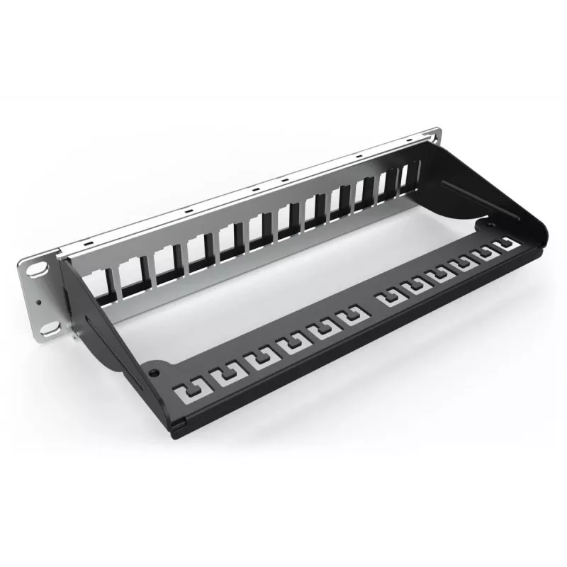DIGITUS Modular Patch Panel, ekranuotas 12 prievadų, tuščias, 1U, 254mm (10 col.) stovas, spalva juoda RAL 9005