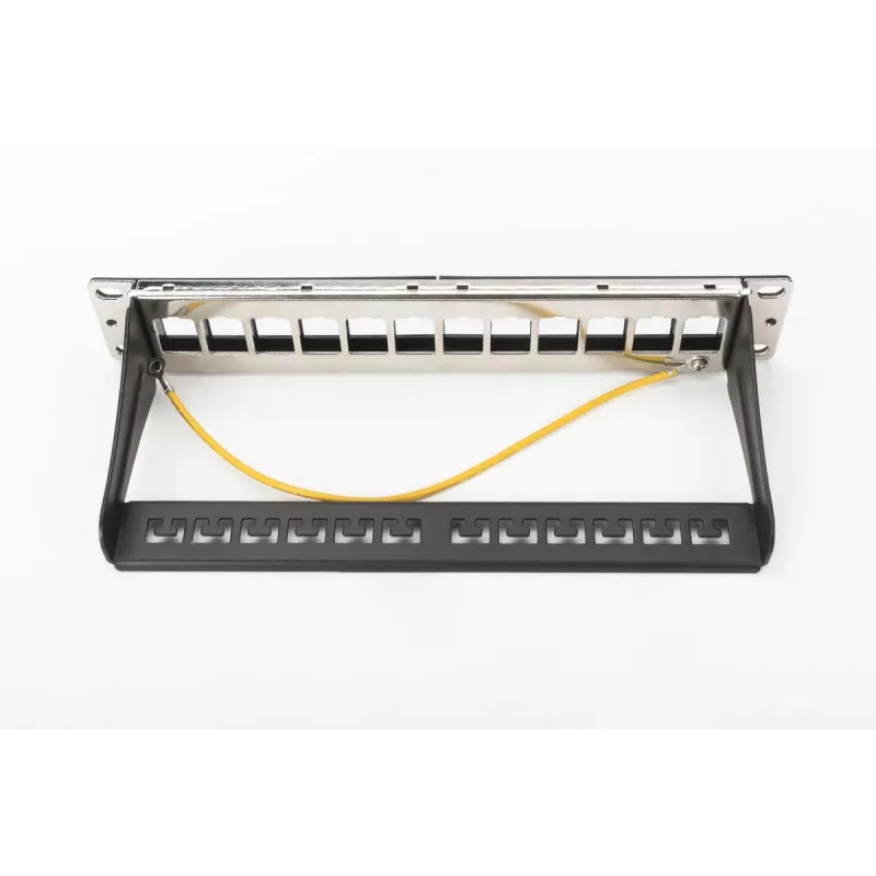 DIGITUS Modular Patch Panel, ekranuotas 12 prievadų, tuščias, 1U, 254mm (10 col.) stovas, spalva juoda RAL 9005