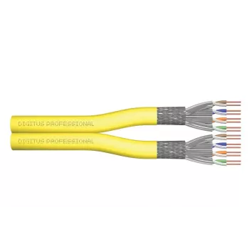 DIGITUS montažinis kabelis - Cat 7a - S/FTP - AWG 22/1 dupleksas - 100m - Geltonas