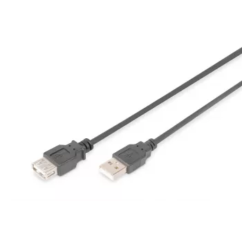 DIGITUS USB 2.0 prailginimo kabelis, A tipo kištukas / lizdas, 2 m, juodas