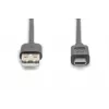 DIGITUS ASSMANN USB Type-C jungiamasis laidas, C į A M/M, 3 m, 3 A, 480 Mbps, 2.0 versija, juoda