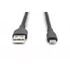 DIGITUS USB silikoninis įkrovimo kabelis USB-A – Lightning USB 2.0 12W – 50cm juodas