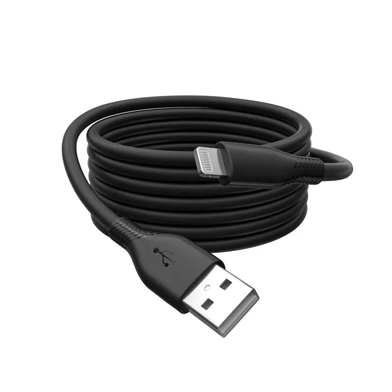DIGITUS USB silikoninis įkrovimo kabelis USB-A – Lightning USB 2.0 12W – 50cm juodas