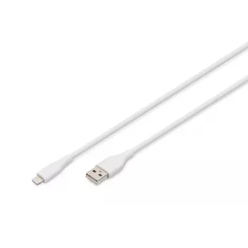 DIGITUS USB silikoninis įkrovimo kabelis USB-A – Lightning USB 2.0 12W – 1m baltas