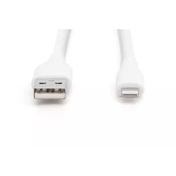 DIGITUS USB silikoninis įkrovimo kabelis USB-A – Lightning USB 2.0 12W – 1m baltas