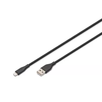 DIGITUS USB silikoninis įkrovimo laidas USB-A – Lightning 2 m USB 2.0 12 W juodas