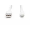 DIGITUS USB Silikoninis įkrovimo laidas USB-A – Lightning USB 2.0 12W – 2 m baltas