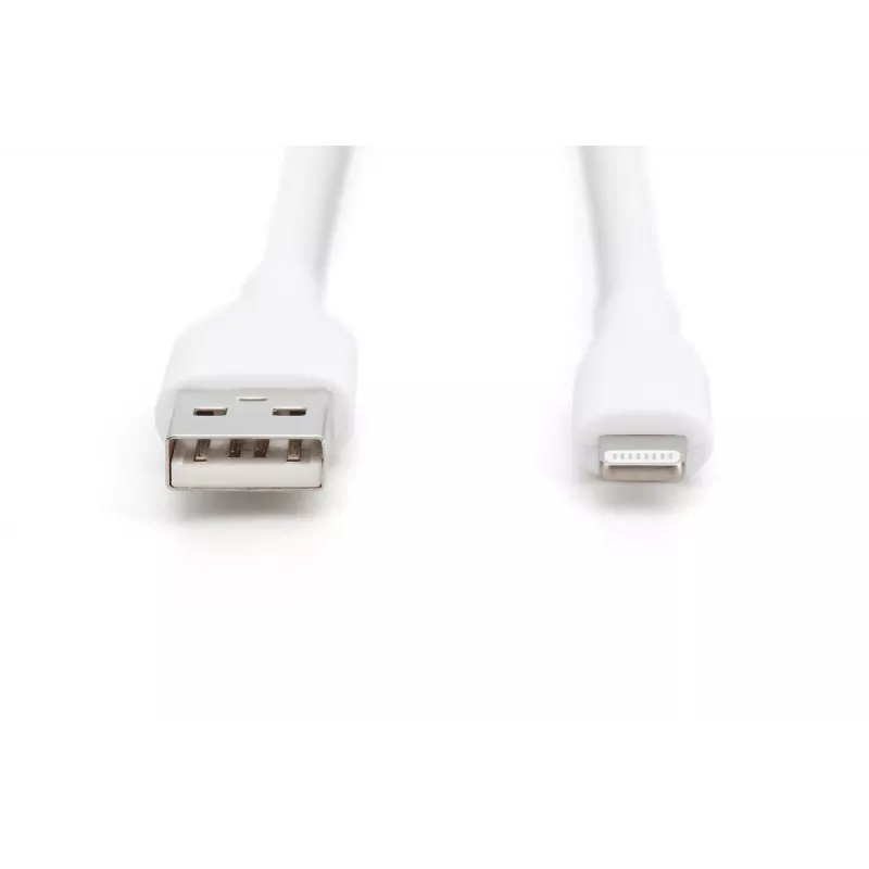 DIGITUS USB Silikoninis įkrovimo laidas USB-A – Lightning USB 2.0 12W – 2 m baltas