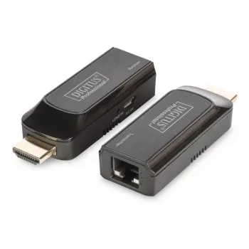 DIGITUS DS-55203 Mini HDMI prailgintuvų rinkinys, Full HD 50 m per CAT6/6A/7, maitinimas per Micro USB, juodas