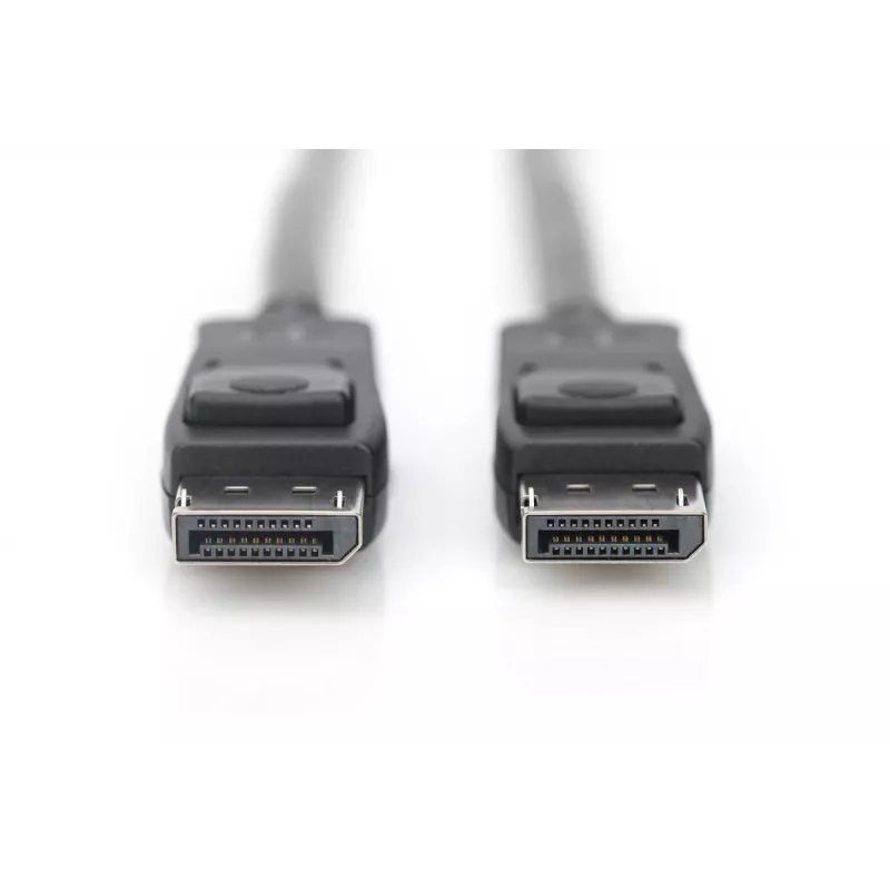 DIGITUS DisplayPort jungiamasis kabelis, DP M/M, 5 m su fiksavimu, Ultra HD 8K, Vers. 1.3/1.4, juodas