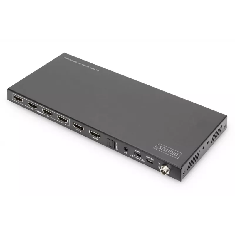 DIGITUS 4x2 HDMI Matricinis Perjungiklis 4K/60Hz Scaler EDID ARC HDCP 2.2 18 Gbps