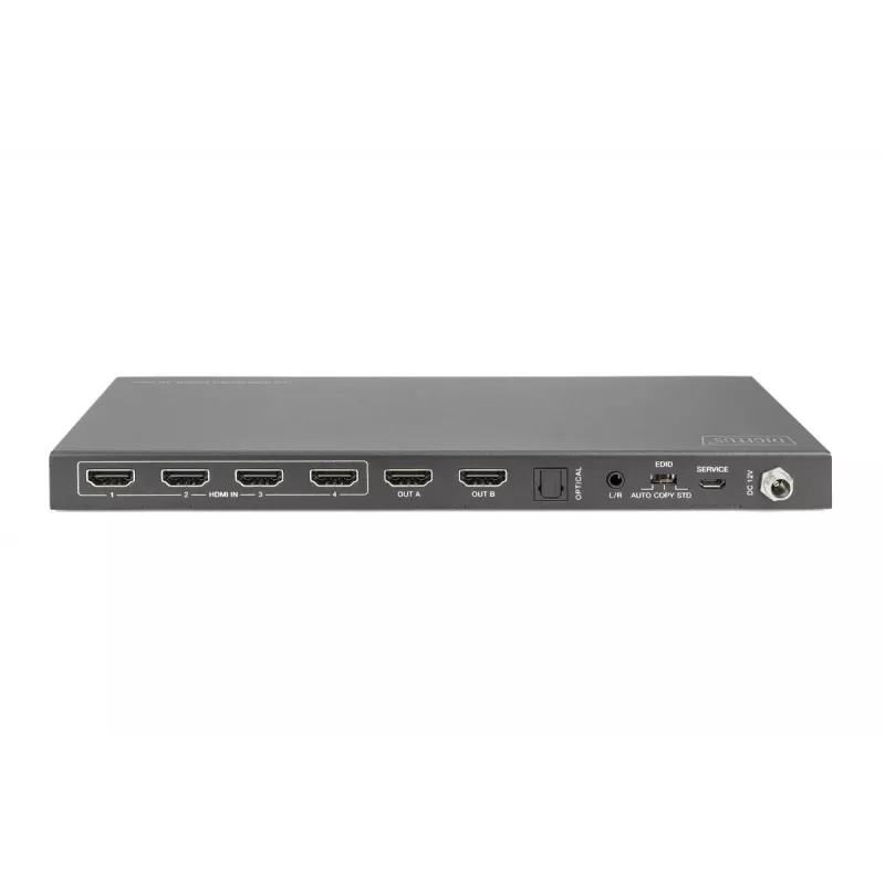 DIGITUS 4x2 HDMI Matricinis Perjungiklis 4K/60Hz Scaler EDID ARC HDCP 2.2 18 Gbps