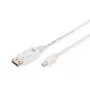 DIGITUS DisplayPort jungiamasis laidas, mini DP - DP M/M, 3m su užraktu, DP 1.1a atitinkantis, baltas