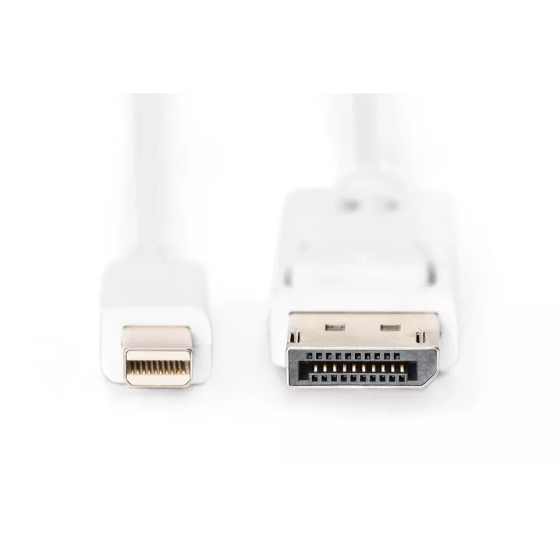 DIGITUS DisplayPort jungiamasis laidas, mini DP - DP M/M, 3m su užraktu, DP 1.1a atitinkantis, baltas