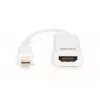 DIGITUS ASSMANN DisplayPort adapterio laidas, mini DP - HDMI A tipas M/F, 15 cm, DP 1.1a suderinamas, CE, baltas