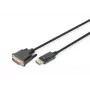 DIGITUS DisplayPort adapterinis kabelis, DP - DVI (24+1) M/M, 2m su užraktu, DP 1.1a CE juodas