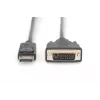 DIGITUS DisplayPort adapterinis kabelis, DP - DVI (24+1) M/M, 2m su užraktu, DP 1.1a CE juodas