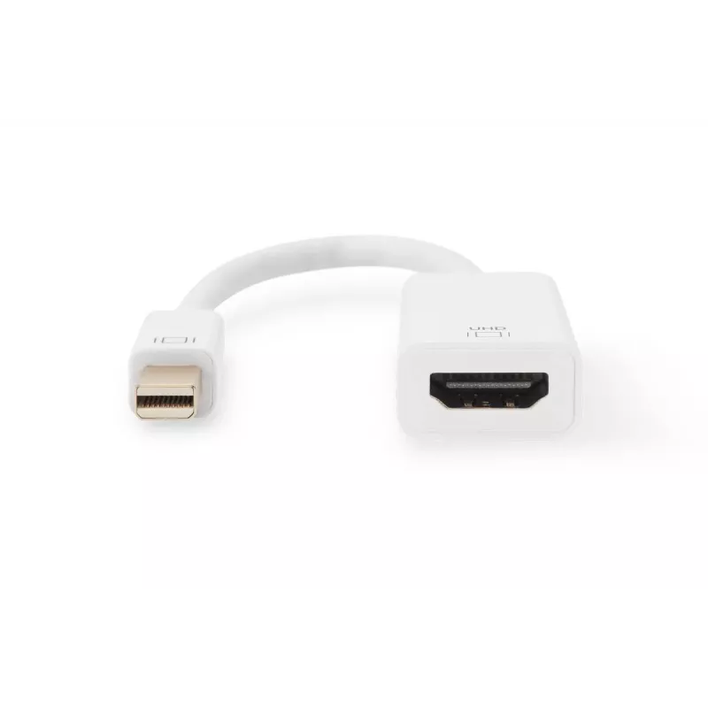 DIGITUS ASSMANN adapterinis kabelis DisplayPort, mini DP - HDMI A tipo M/F, 20 cm, HDMI 2.0, aktyvus, CE, auksinis, baltas