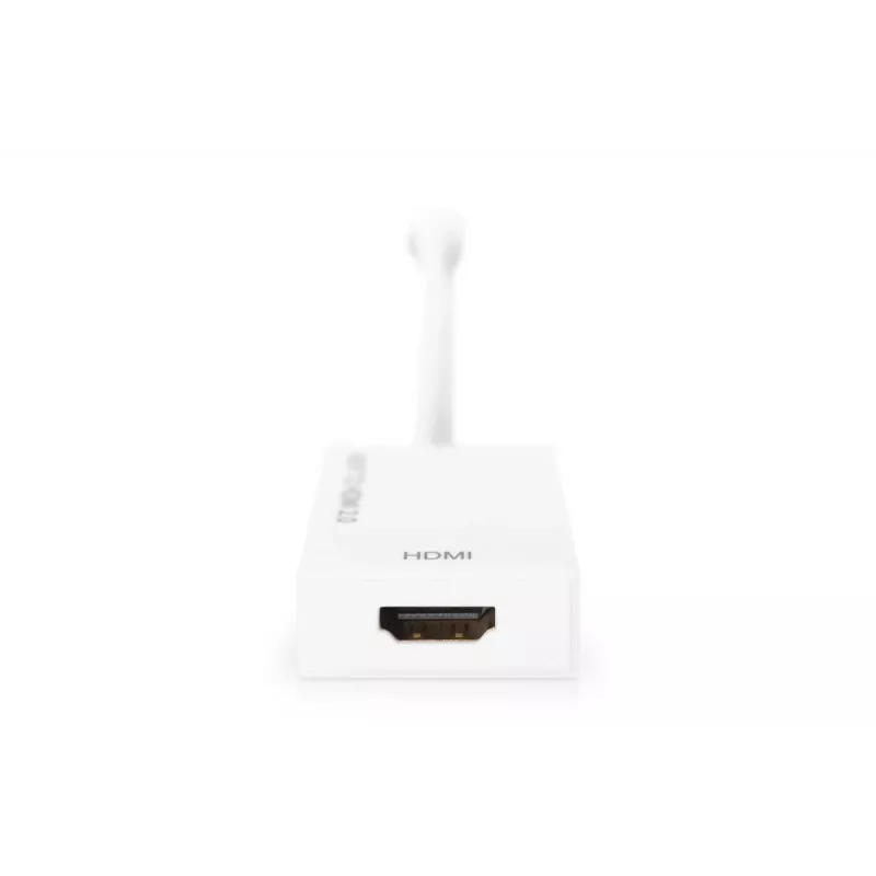 DIGITUS ASSMANN adapterinis kabelis DisplayPort, mini DP - HDMI A tipo M/F, 20 cm, HDMI 2.0, aktyvus, CE, auksinis, baltas