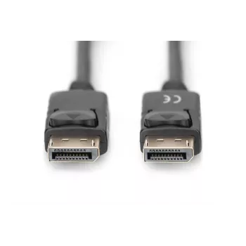 DIGITUS DisplayPort jungiamasis kabelis, DP M/M, 3 m su fiksatoriumi, DP 1.2, Ultra HD 4K, juodas