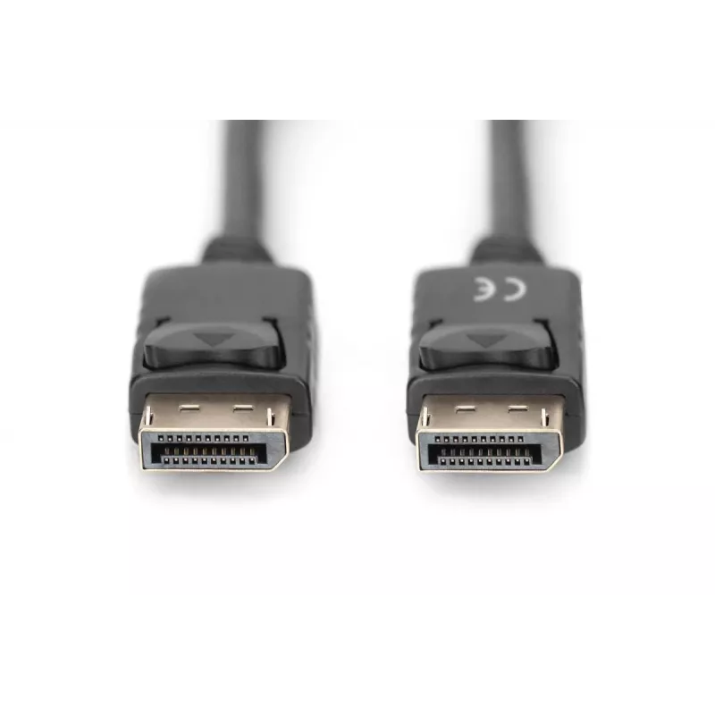 DIGITUS DisplayPort jungiamasis kabelis, DP M/M, 3 m su fiksatoriumi, DP 1.2, Ultra HD 4K, juodas