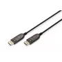 DIGITUS DisplayPort AOC hibridinis šviesolaidinis jungiamasis kabelis M/M UHD 8K@60Hz, CE, juodas 10m