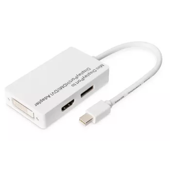 DIGITUS MiniDP į DP HDMI+DVI adapteris 20 cm DP 1.1a suderinamas baltas