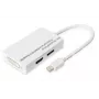 DIGITUS MiniDP į DP HDMI+DVI adapteris 20 cm DP 1.1a suderinamas baltas