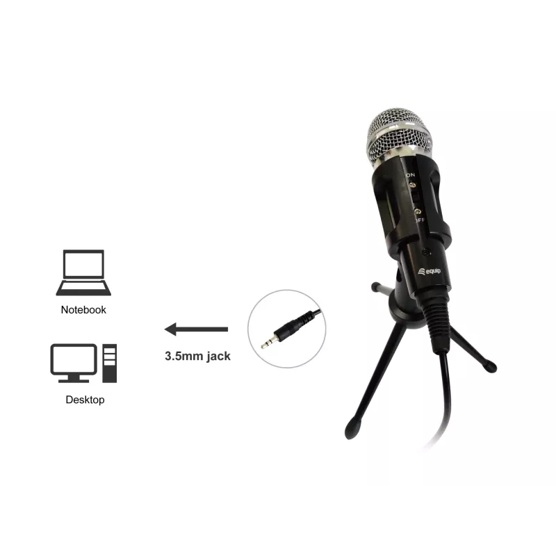 Stalinis mikrofonas Equip Mini, -30 dB, 30 - 16000 Hz, 2200 Ω, laidinis, 3.5 mm