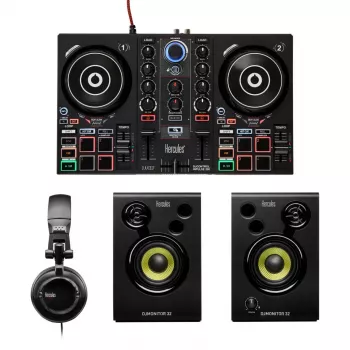 Hercules DJLearning rinkinys su skaitmenine viniline sistema (DVS) ir grandikliu, juodas