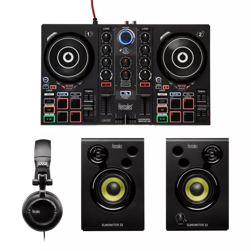 Hercules DJLearning rinkinys su skaitmenine viniline sistema (DVS) ir grandikliu, juodas