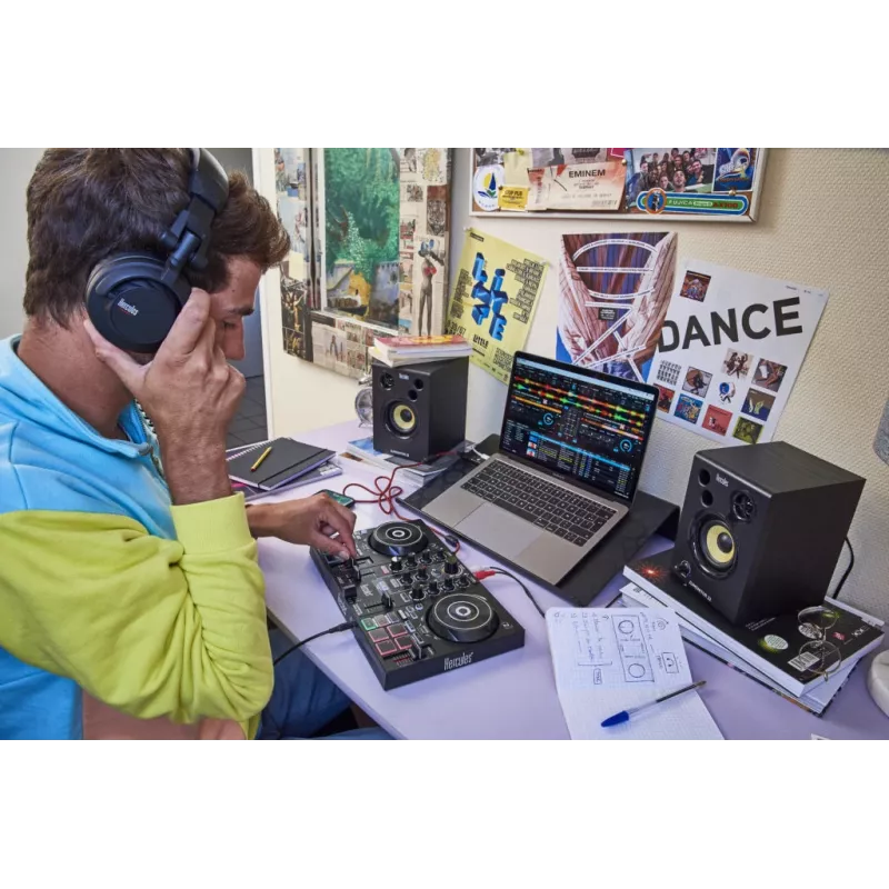 Hercules DJLearning rinkinys su skaitmenine viniline sistema (DVS) ir grandikliu, juodas