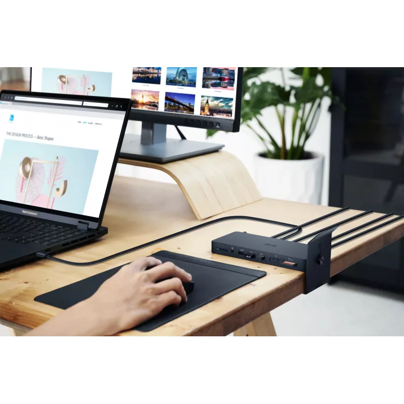 Dokavimo stotelė ASUS DC500 Thunderbolt 4 Triple 4K, 150W PD, 3 ekranai, 2x HDMI 2.1, 2x USB‑A, 2x USB2.0, RJ‑45, MicroSD