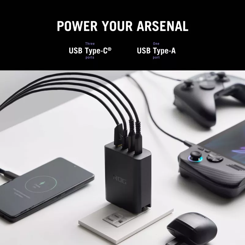 ASUS ROG 140W USB-C GaN universalus juodas kroviklis, greitas įkrovimas, vidinis