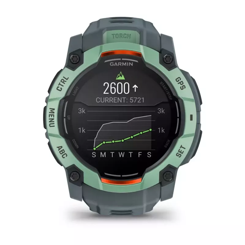 Išmanusis laikrodis GARMIN Instinct 3 AMOLED — 50 mm korpusas, AMOLED 1,3 colio, GPS/GLONASS/Galileo, 10 ATM, 24 dienų baterija