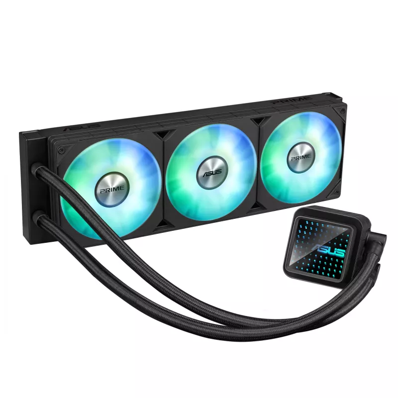 ASUS Prime LC 360 ARGB vandens aušintuvas 360 mm, 3x120 mm ventiliatoriai, ARGB apšvietimas, juodas