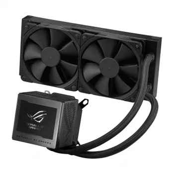 ASUS ROG RYUJIN III 240 procesoriaus vandens aušintuvas 240 mm, 2x120 mm ventiliatoriai, 3,5 colio LCD ekranas, juoda