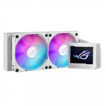 ASUS ROG RYUJIN III 240 ARGB White Edition procesoriaus skystinis aušintuvas 240 mm, 2x120 mm ventiliatoriai, 3,5 col. LCD ekranas