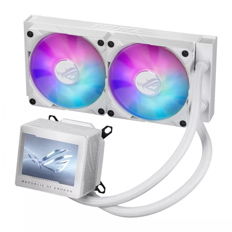 ASUS ROG RYUJIN III 240 ARGB White Edition procesoriaus skystinis aušintuvas 240 mm, 2x120 mm ventiliatoriai, 3,5 col. LCD ekranas