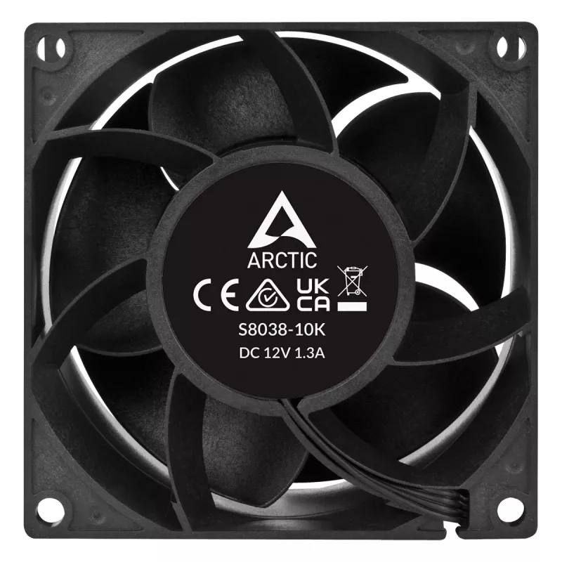 ARCTIC S8038-10K - 80 mm serverinis ventiliatorius, 8 cm, 173,3 m³/h, juodas