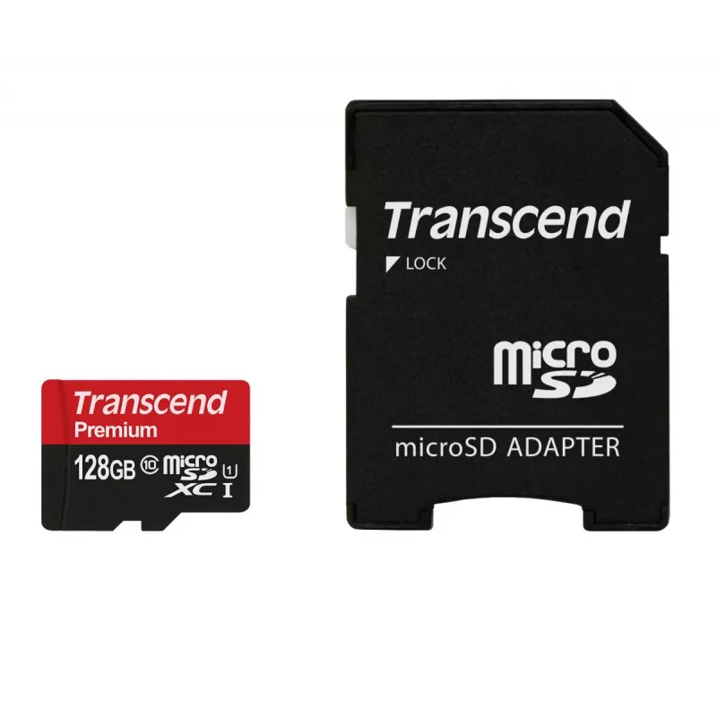 TRANSCEND 128GB microSDHC Class 10 UHS-1 su adapteriu
