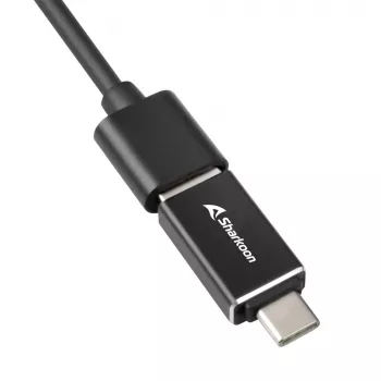 SHARKOON USB 3.2 Gen 1 3 prievadų aliumininis USB centras + Ethernet juodas