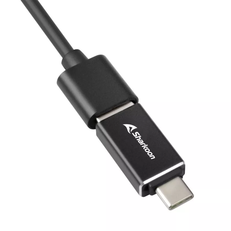 SHARKOON USB 3.2 Gen 1 3 prievadų aliumininis USB centras + Ethernet juodas
