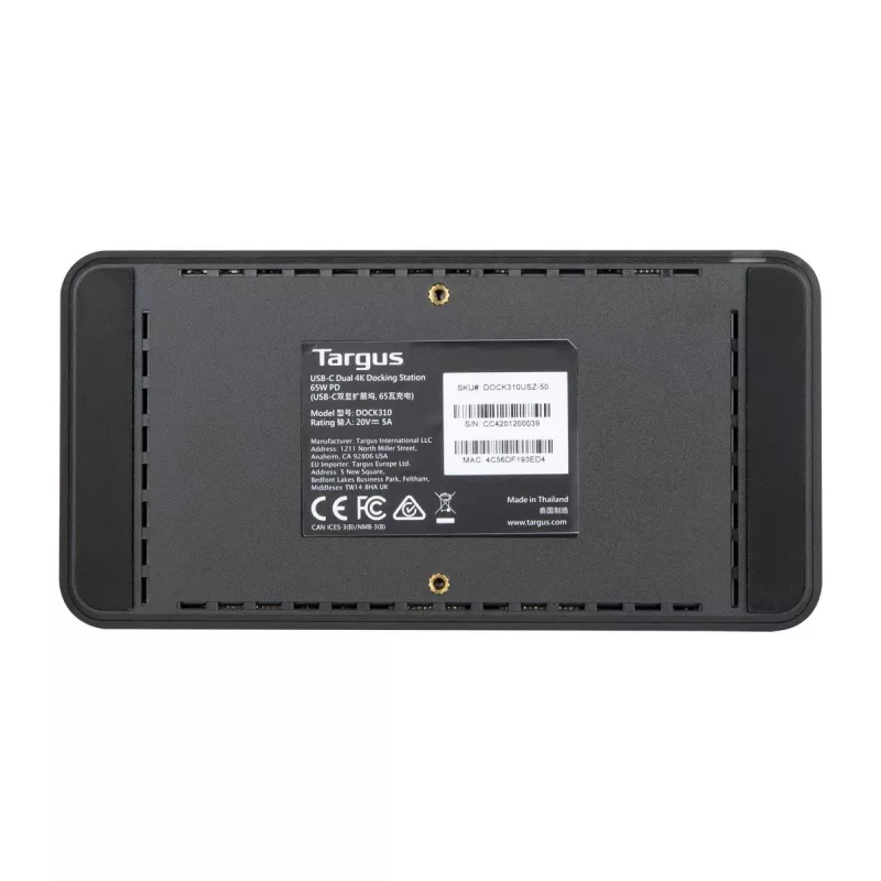 Targus DOCK310EUZ USB-C dokų stotelė su 65W įkrovimu, juoda
