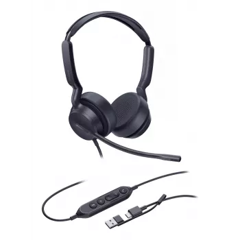 Yealink UH42 Dual UC USB-C/A ausinės, laidinės, skambučiai/muzika, 20-20000 Hz, 160 g, juodos