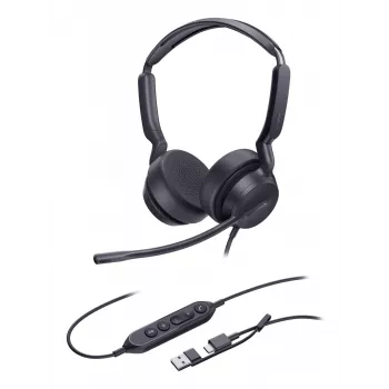 Yealink UH42 Dual UC USB-C/A ausinės, laidinės, skambučiai/muzika, 20-20000 Hz, 160 g, juodos