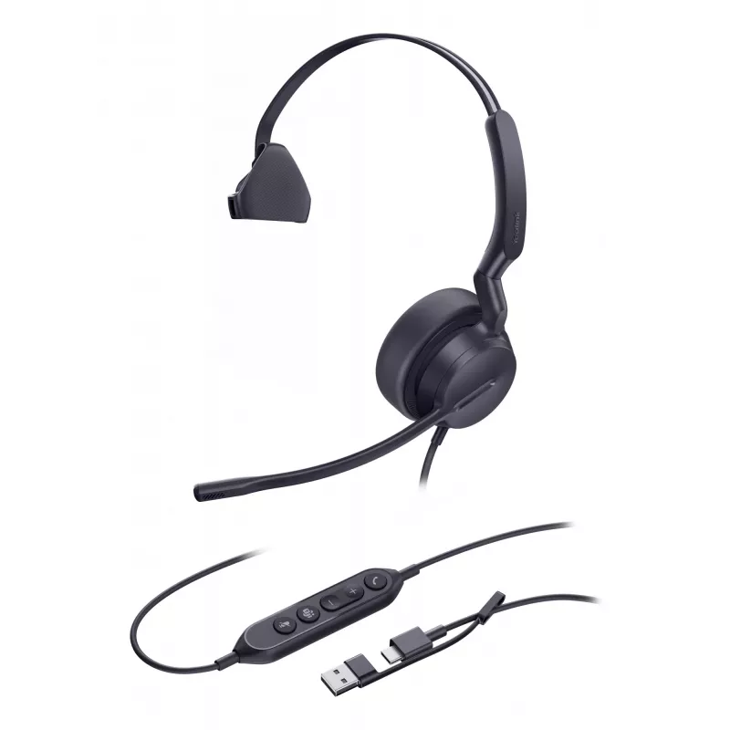 Yealink UH42 Mono Teams laidinė ausinė USB-C/A, juoda