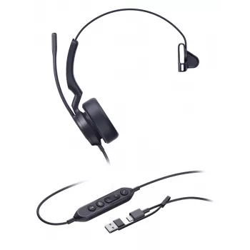 Yealink UH44 Mono Teams USB-C/A laidinė ausinė, biuro/skambučių centrui, 20–20000 Hz, 127 g, juoda